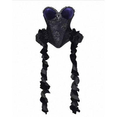 Blood Supply Mourning Day Corset Top with Detachable Ruffled Drapes(Full Payment Without Shipping)